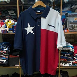 Vintage 90s Texas Flag Polo Shirt XL Colorblock Lone Star Pique Short Sleeve
